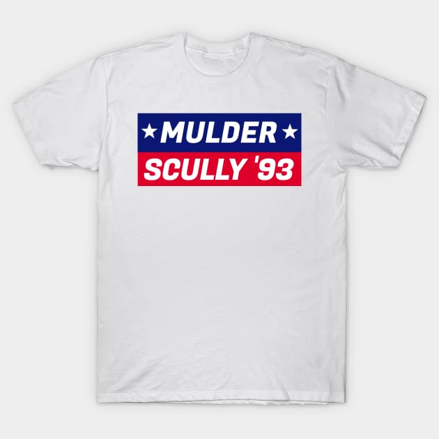 Mulder Scully 93 T-Shirt by Josey Miles' Leftorium